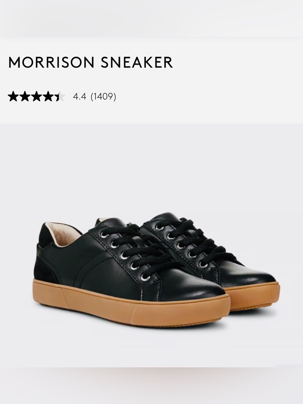 Naturalizer Black Leather Low-Top “Morrison” Sneakers New Without Box